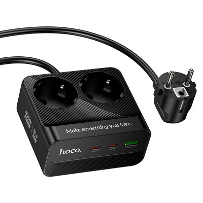 Подовжувач мережевий HOCO Descanso 2-socket PD desktop charger AC27 (L=2M) |1USB/2Type-C, 30W/3A|