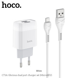 Адаптер мережевий Hoco Micro USB Cable Glorious C73A |2USB, 2.4A| Адаптер мережевий Hoco Micro USB Cable Glorious C73A |2USB, 2.4A|