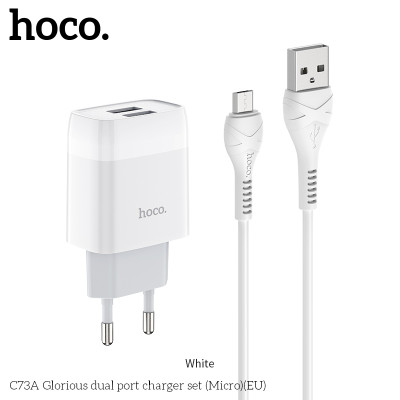 Адаптер мережевий Hoco Micro USB Cable Glorious C73A |2USB, 2.4A|
