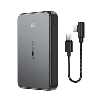 Acefast magnetic fast charging power bank with cable M31 10000mAh |1USB/2Type-C, 22.5W/3A, PD/QC|