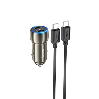 Адаптер автомобільний HOCO Type-C to Type-C Cable Tough dual port car charger Z48 |2Type-C, 40W/3A, PD/QC|