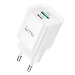 Адаптер мережевий HOCO Charm charger C147A |1USB/1Type-C, 20W/3A, PD/QC|