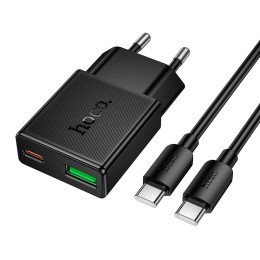 Адаптер мережевий HOCO C to C cable Speed PD ultra-thin charger set N73 |1Type-C/1USB, 20W/3A, PD/QC|