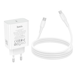 Адаптер мережевий HOCO C to C cable Source single port PD charger set C162A |1Type-C, 40W/3A, PD/QC|
