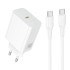 Адаптер мережевий HOCO C to C cable Source single port PD charger set C162A |1Type-C, 40W/3A, PD/QC|