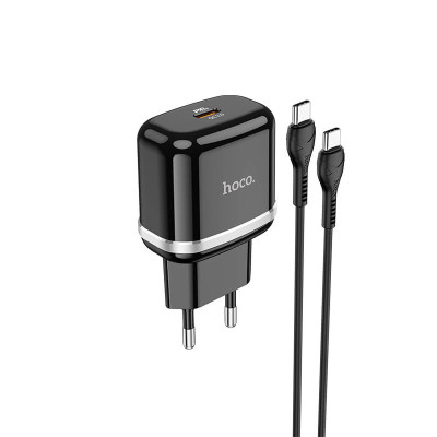 Адаптер мережевий HOCO Type-C to Type-C Cable Victorious single port charger set N24 |1Type-C, 20W/3A, PD/QC|