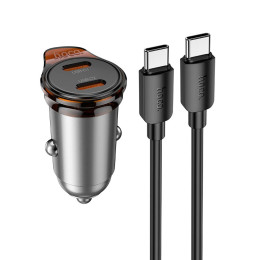 Адаптер автомобільний Hoco Rigorous port Car charger NZ16B (Type-C to Type-C set) |2Type-C, 45W/3A, PD25W/QC|