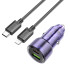 Адаптер автомобільний HOCO Type-C to Lightnig Cable Spacious car charger set Z52 |1USB/1Type-C, 38W/3A, PD/QC|