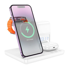 Зарядка Qi HOCO Crown 3-in-1 night light wireless fast charger with clock CQ9 |15W|