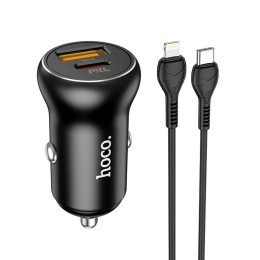 Адаптер автомобільний Hoco Type-C to Lightning Cable Smooth road car charger NZ5 |1USB/1Type-C, 30W/3A, PD/QC| Адаптер автомобільний Hoco Type-C to Lightning Cable Smooth road car charger NZ5 |1USB/1Type-C, 30W/3A, PD/QC|