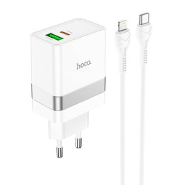 Адаптер мережевий HOCO Type-C to Lightning Cable Extension speed charger set N21 |1USB/1Type-C, PD/QC, 3A/30W|