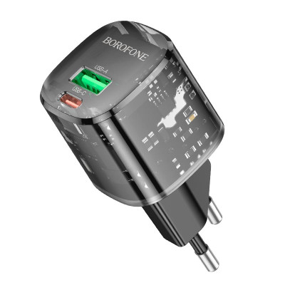 Адаптер мережевий Borofone Sunlight charger BN17 |1USB/1Type-C, 20W/3A, PD/QC|