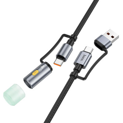Кабель Hoco All-in-one charging data Cable USB / C to C / LED light U138 |1.2m, PD60W, 3A|