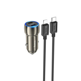 Адаптер автомобільний HOCO Type-C to Lightning Cable Tough dual port car charger Z48 |2Type-C, 40W/3A, PD/QC| Адаптер автомобільний HOCO Type-C to Lightning Cable Tough dual port car charger Z48 |2Type-C, 40W/3A, PD/QC|
