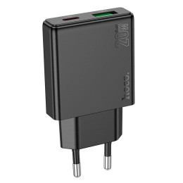 Адаптер мережевий HOCO Delgado dual port charger N38 |1USB/1Type-C, 20W/3A, PD/QC|