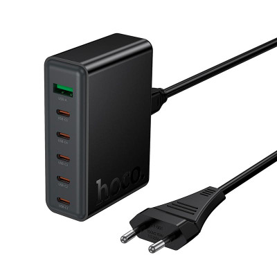 Адаптер мережевий HOCO Modern PD 6-port desktop charger C152A |5Type-C/1USB, 70W/3A, PD/QC|