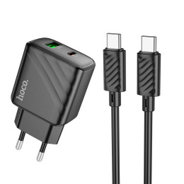 Адаптер мережевий HOCO Type-C to Type-C cable Sunlight dual-port charger CS23A |1USB/1Type-C, 30W/3A, PD/QC|