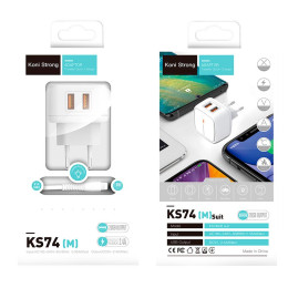 Адаптер мережевий KONI Strong Micro USB Cable KS74(M) |2USB, 2.4A|