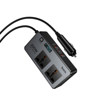 Автомобільний перетворювач напруги HOCO New 2-socket universa l(PD66W/1C2A) car inverter Z66