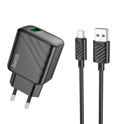 Адаптер мережевий Hoco Micro USB cable rich single port charger CS21A |1USB, 18W/3A, QC|