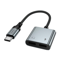 Перехідник HOCO digital audio converter Type-C to dual Type-C UPA34A |10W/2A, DAC, 0.15m|