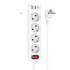 Подовжувач мережевий HOCO Aura 4-bit extension Cable socket fast charge NS1 |2USB/1Type-C, 4Sockets, 4000W, 20W/3A, PD/QC, 1.8m|