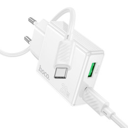 Адаптер мережевий HOCO Direct charger C142A (Type-C to Type-C set) |1USB/1Type-C, 20W/3A, PD/QC|