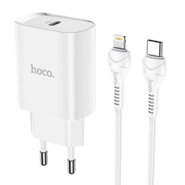 Адаптер мережевий HOCO Type-C to Lightning cable Smart N14 |Type-C, PD, 20W| (Safety Certified)