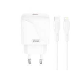 Адаптер мережевий XO Type-C to Lightning Cable Single USB-C Fast Charger L141 |20W/3A, PD/QC|