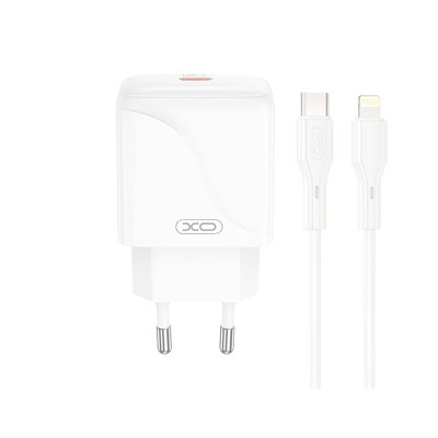 Адаптер мережевий XO Type-C to Lightning Cable Single USB-C Fast Charger L141 |20W/3A, PD/QC|