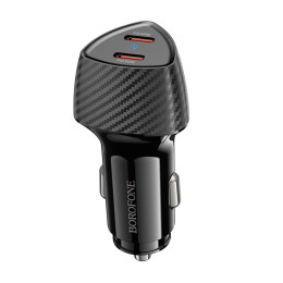 Адаптер автомобільний BOROFONE Solid car charger BZ31D |2Type-C, 60W/3A, PD/QC|