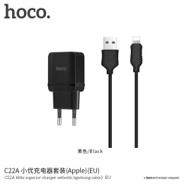 Адаптер мережевий Hoco Lightning cable C22A |1USB, 2.4А|