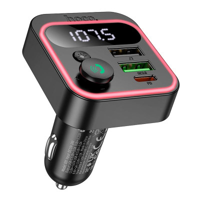 Адаптер автомобільний HOCO Tiger car BT FM transmitter E85 |2USB/1Type-C, 20W/3A, PD/QC|