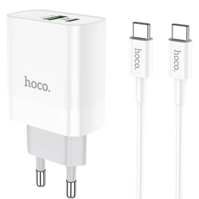 Адаптер мережевий HOCO Type-C to Type-C cable Rapido charger set C80A |1USB/1Type-C, QC/PD, 20W, 3A|