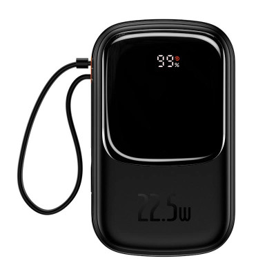 BASEUS Qpow Pro Digital Display Fast Charge Power Bank (With Type-C Cable) 20000mAh |USB/Type-C/Lightning, 22.5W/5A, PD/QC|