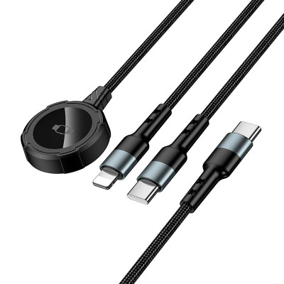 Заряджання Qi HOCO iWatch+Type-C/Lightning 3-in-1 charging cable CW64