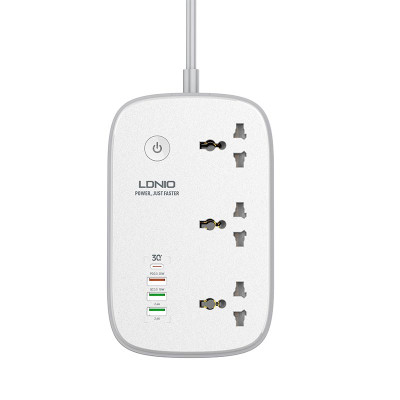 Подовжувач мережевий LDNIO c Wi-Fi SCW3451 |3USB/1Type-C, 3Sockets. QC/PD, 30W/10A, 2m EU Plug|