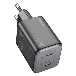 Адаптер мережевий Hoco Elogiado dual-port charger N42 |2Type-C, 45W/3A, PD/QC|