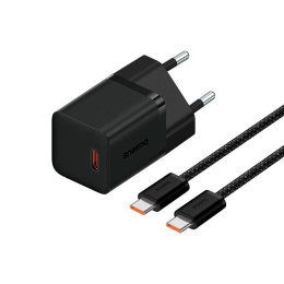 Адаптер мережевий Baseus GaN5 Fast Charger (mini) |1Type-C, 30W/3A, PD/QC| (With C to C 100W 1m cable) Адаптер мережевий Baseus GaN5 Fast Charger (mini) |1Type-C, 30W/3A, PD/QC| (With C to C 100W 1m cable)