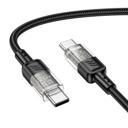 Кабель HOCO Spirit Type-C to Type-C transparent charging data cable U129 |60W/3A, 1.2M|
