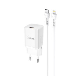 Адаптер мережевий HOCO Type-C to Lightning cable Rigorous charger set N19 |Type-C, 25W, 3A, QC/PD|