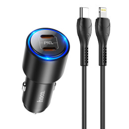 Адаптер автомобільний Hoco Type-C to Lightning Cable Clear way dual port Car charger set NZ3 |2Type-C, QC/PD, 3A/40W| Адаптер автомобільний Hoco Type-C to Lightning Cable Clear way dual port Car charger set NZ3 |2Type-C, QC/PD, 3A/40W|