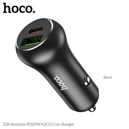 Адаптер автомобільний Hoco Resolute Car charger Z38 |1USB/1Type-C, QC/PD, 3A, 38W| Адаптер автомобільний Hoco Resolute Car charger Z38 |1USB/1Type-C, QC/PD, 3A, 38W|