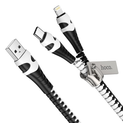 Кабель Hoco Combo 2 in 1 Lightning / Type-C Zipper charging cable U97 |0.96M, 2.4A|