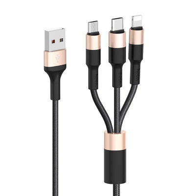 Кабель Hoco Combo Micro USB / Lightning / Type-C Xpress one pull three charging cable X26 |1m, 2A|