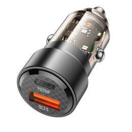 Адаптер автомобільний Borofone Smart dual port car charger BZ20 |1USB/1Type-C, 38W/3A, PD/QC|