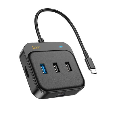 Hub адаптер Hoco Easy link 6-in-1 Multiport Adapter HB37 (HDTV + RJ45 + USB3.0+USB2. 0x2 + PD100W)