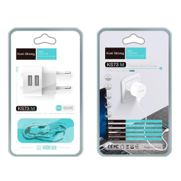 Адаптер мережевий KONI Strong Micro USB cable KS73M |2USB, 2.4A|