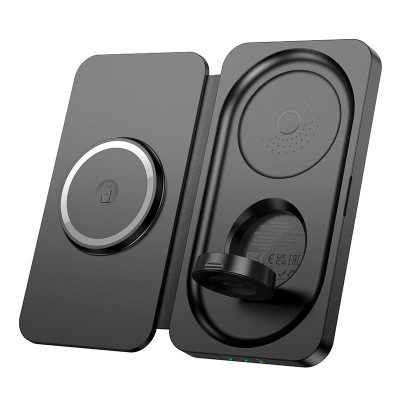 Зарядка Qi HOCO Triumph 3-in-1 travel folding wireless fast charger CQ13 |15W|