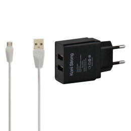 Адаптер мережевий micro cable KONI STRONG K2 |2USB, 2.1A|
